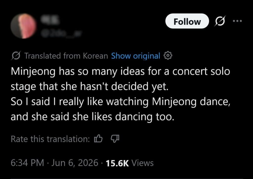 260606 Winter hasn't decided what she would do for her solo stage at aespa's upcoming concert, this likely confirms the members would debut new solos at the 'COMPLæXITY' tour! (via Everline Fansign)