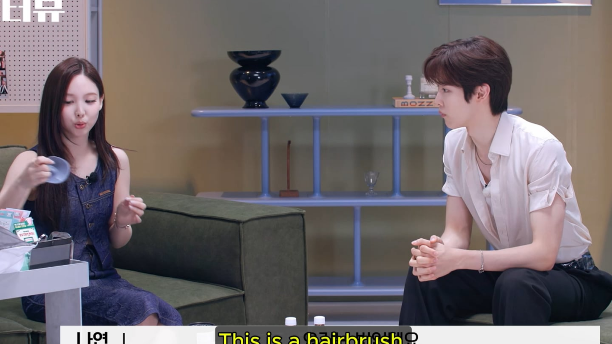 260604 TWICE Nayeon mentioned Winter on Sungchan's E-terview for recommending her a hairbrush