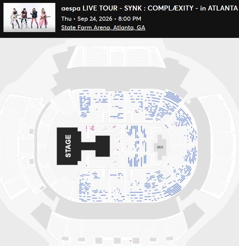 aespa's Atlanta 24 SEP concert seating updating