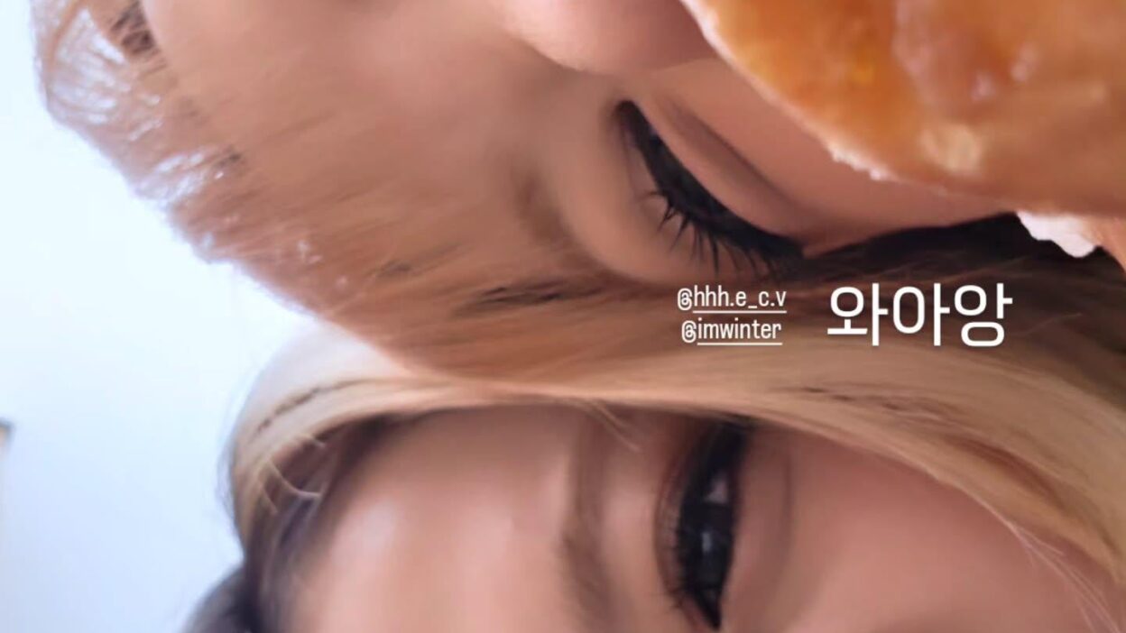 260530 Winter gave LE SSERAFIM the aespa’s “LEMONADE” theme donuts from their “I’m donuts ?” collaboration (via Huh Yunjin Instagram Story)