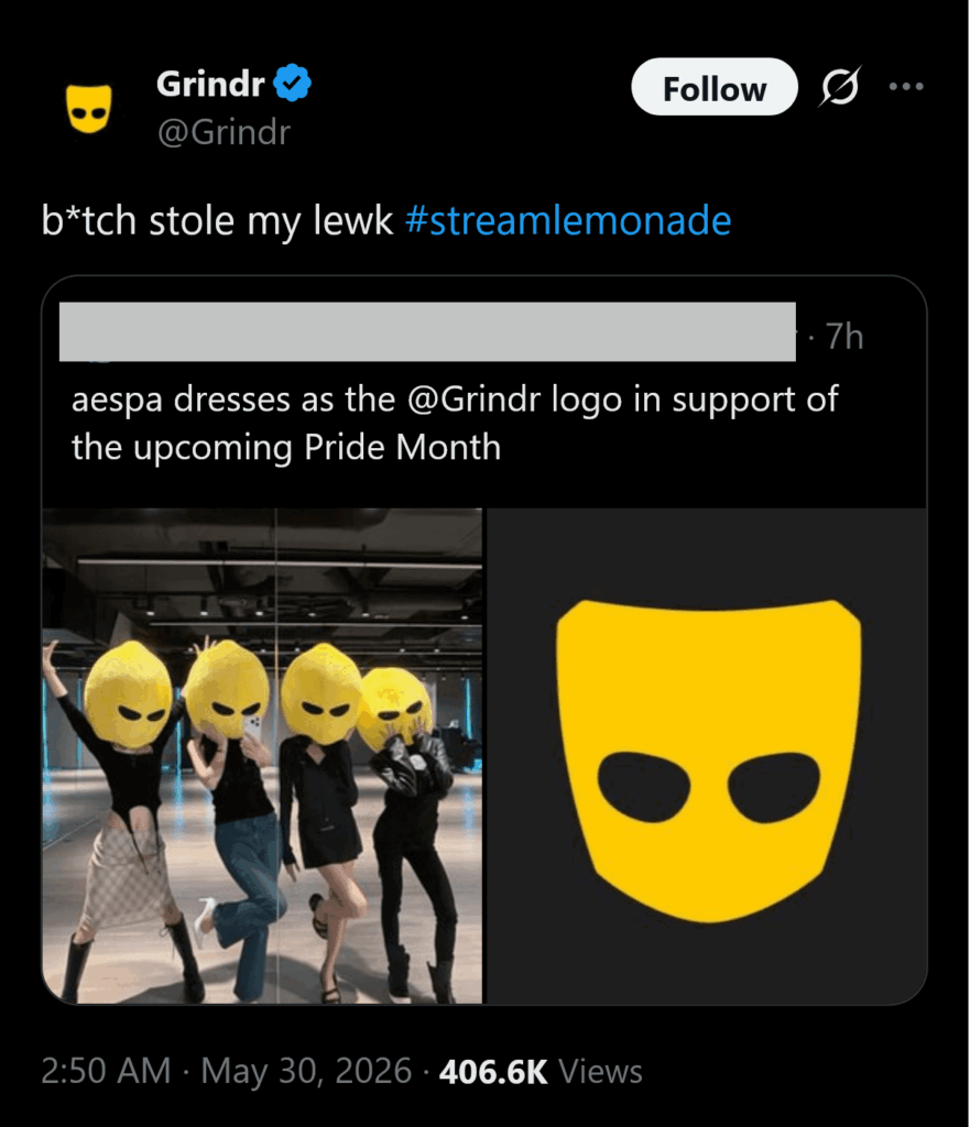 260530 Grindr Twitter Update with aespa