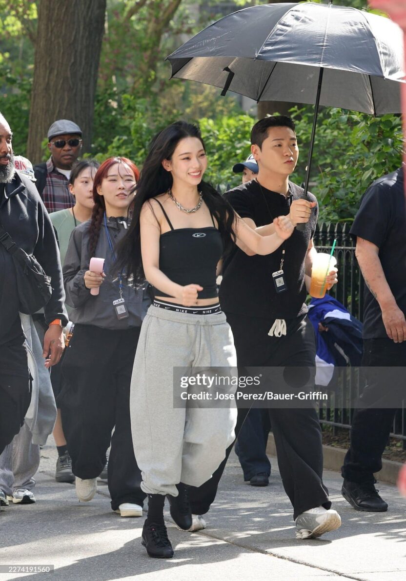 260505 Karina was spotted filming for Nike Studio Fleece campaign in New York City (Getty Images)