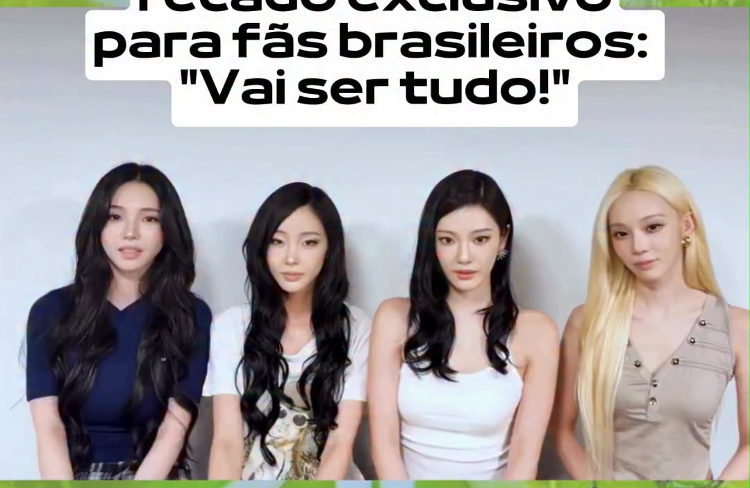260815 K-Pop Canal UOL TikTok Update - aespa sent an exclusive message to UOL, inviting Brazilian fans not to miss the group's performance in Brazil. On September 4th, they are holding a one-off show in São Paulo at the Mercado Livre Arena Pacaembu.